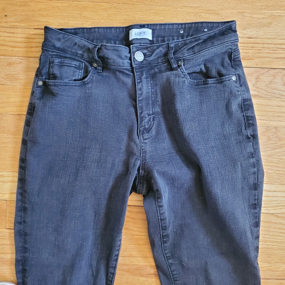 Loft Curvy Skinny Crop Jeans Womens 8 Black Denim Stretch Casual Pants Capsule - Picture 3 of 11